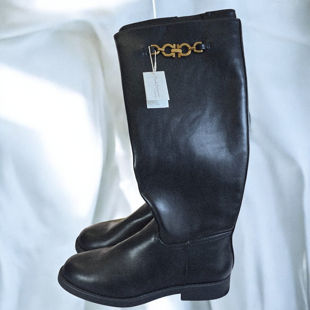 Paula Echevarria x Primark Tall Boots Women Size 11 Black Faux Vegan Leather NEW